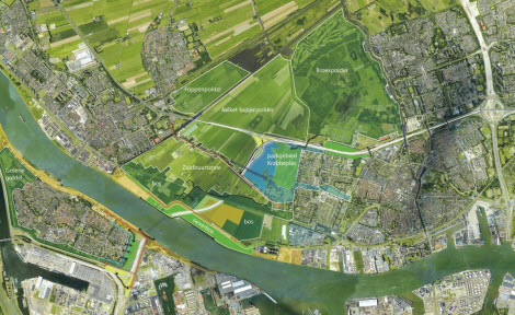luchtfoto van het gebied waar de Blankenburgverbinding komt