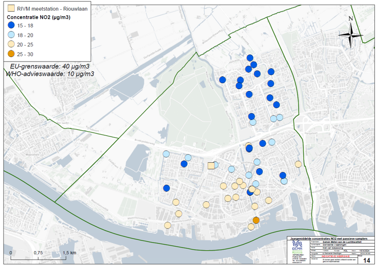 Neus van Vlaardingen - Jaargemiddelde NO2 2023