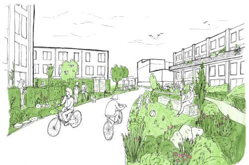Schets Zuidbuurt Fietspad