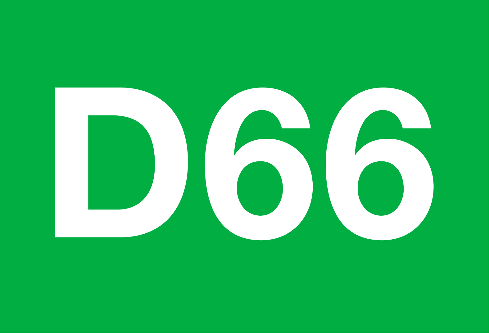 Het logo van D66