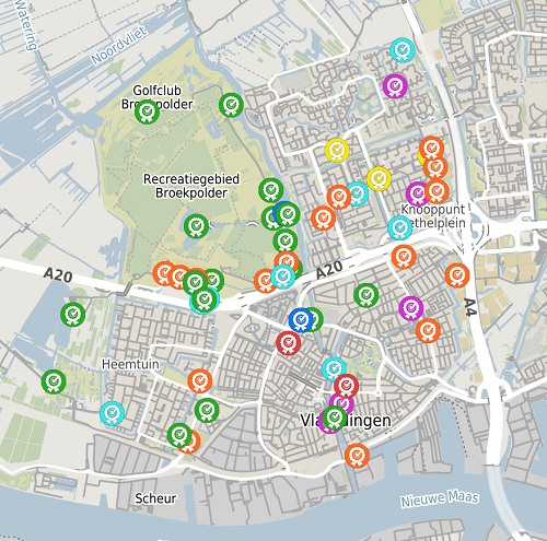 Plattegrond met sport- en beweegaanbod in Vlaardingen